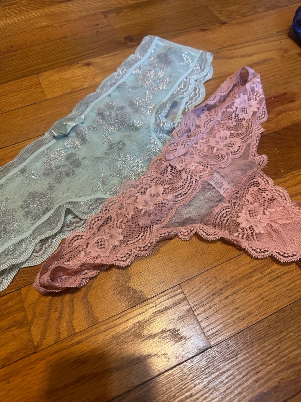 NWT Victorias Secret lace  Thong Set - Pink and Mint